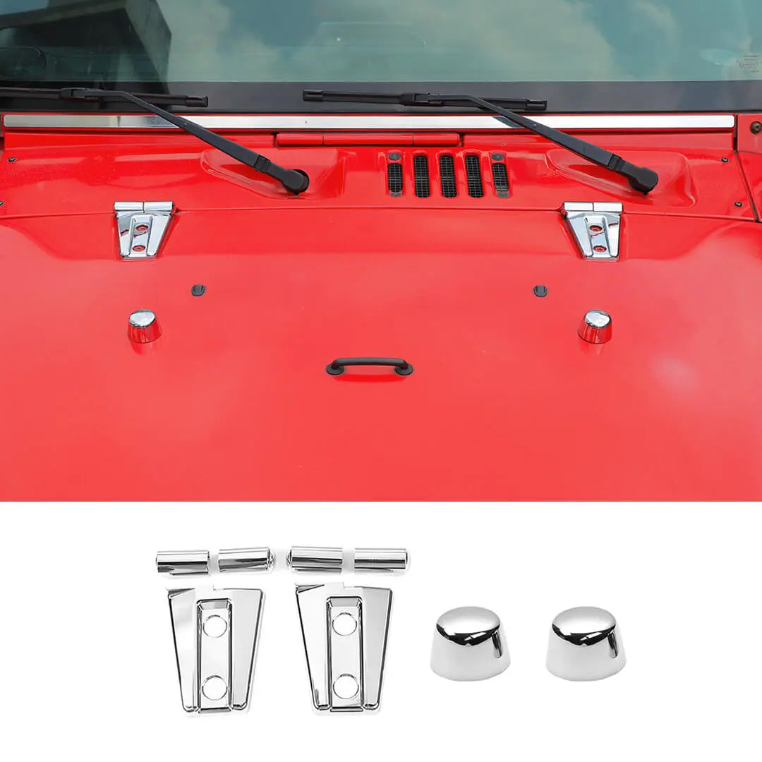 For 2007-2018 Jeep Wrangler JK Engine Hood Rubber Head Hood Hinge Cover Trim Kit (4 pcs)