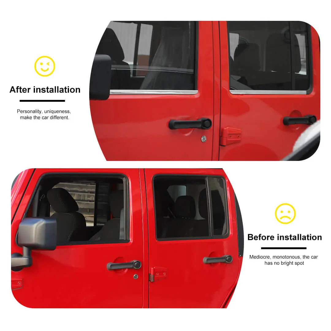 For 2007-2018 Jeep Wrangler JK Exterior Car Window Body Trim Strip Cover (2 pcs)