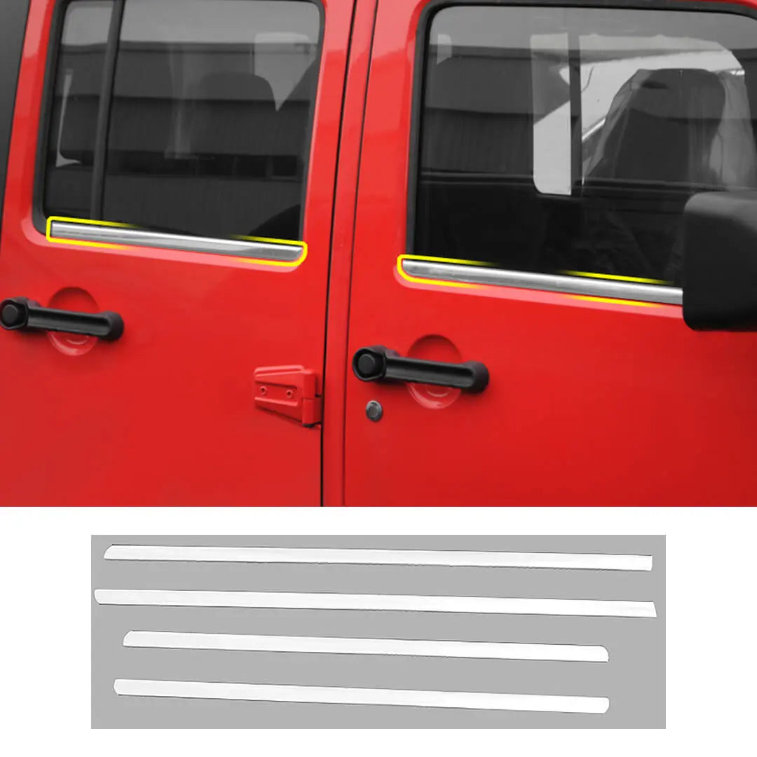 For 2007-2018 Jeep Wrangler JK Exterior Car Window Body Trim Strip Cover (2 pcs)