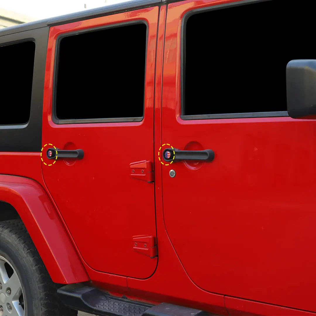 For 2007-2018 Jeep Wrangler JK Exterior Door Handle Push Button Cover Trim Decor (5 pcs)