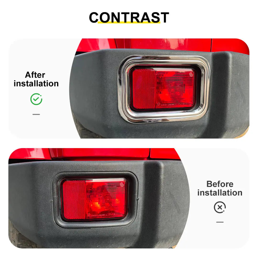 For 2007-2018 Jeep Wrangler JK Exterior Rear Fog Light Frame Trim Ring Cover (2 pcs)