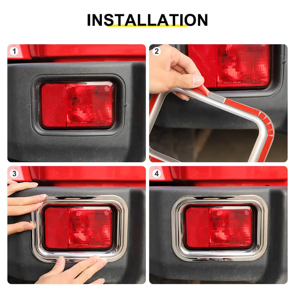 For 2007-2018 Jeep Wrangler JK Exterior Rear Fog Light Frame Trim Ring Cover (2 pcs)