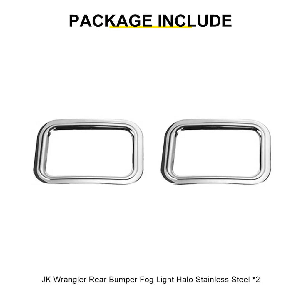 For 2007-2018 Jeep Wrangler JK Exterior Rear Fog Light Frame Trim Ring Cover (2 pcs)