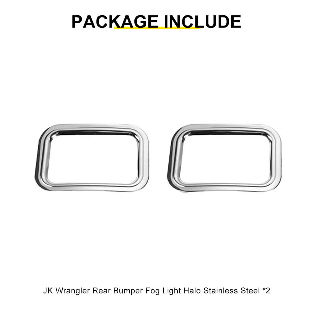 For 2007-2018 Jeep Wrangler JK Exterior Rear Fog Light Frame Trim Ring Cover (2 pcs)