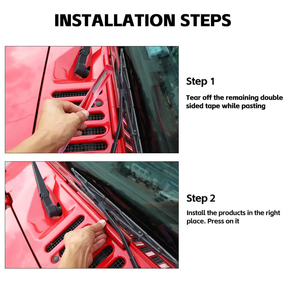For 2007-2018 Jeep Wrangler JK Exterior Windshield Hinge Cover Trim Decor