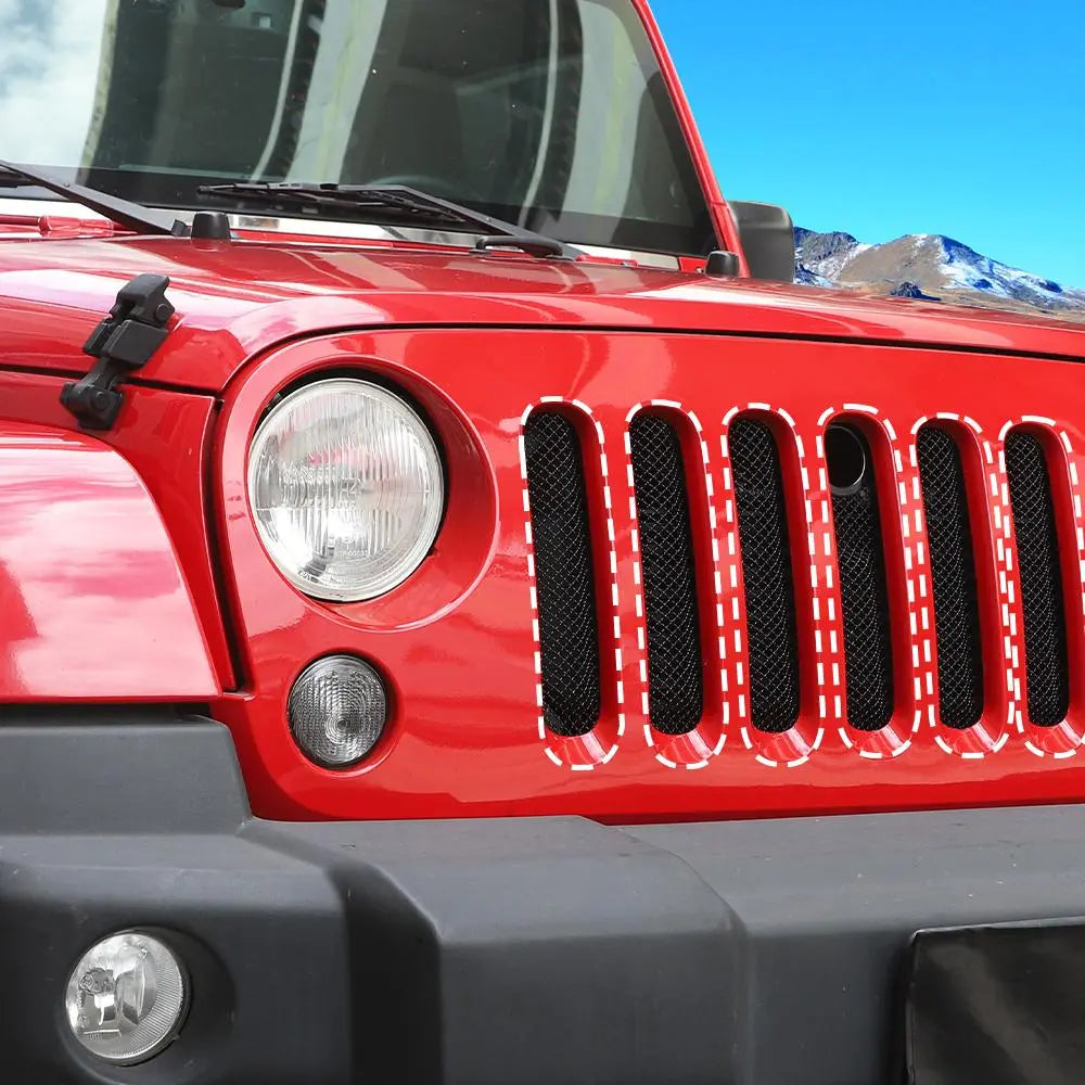 For 2007-2018 Jeep Wrangler JK Front Bumper Grille 3D Insect-proof Net Cover Black