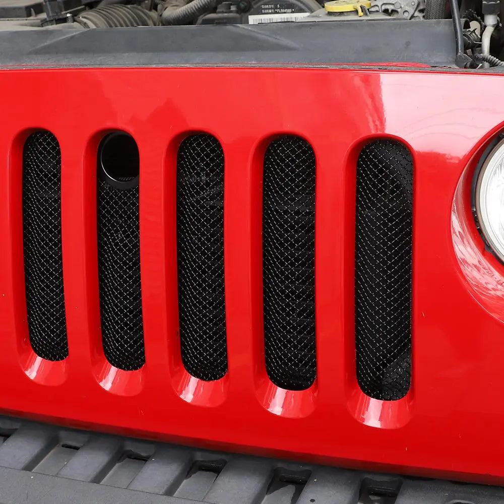 For 2007-2018 Jeep Wrangler JK Front Bumper Grille 3D Insect-proof Net Cover Black
