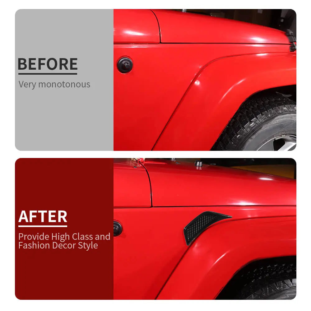 For 2007-2018 Jeep Wrangler JK Front Fender Leaf Plate Air Vent Cover Trim