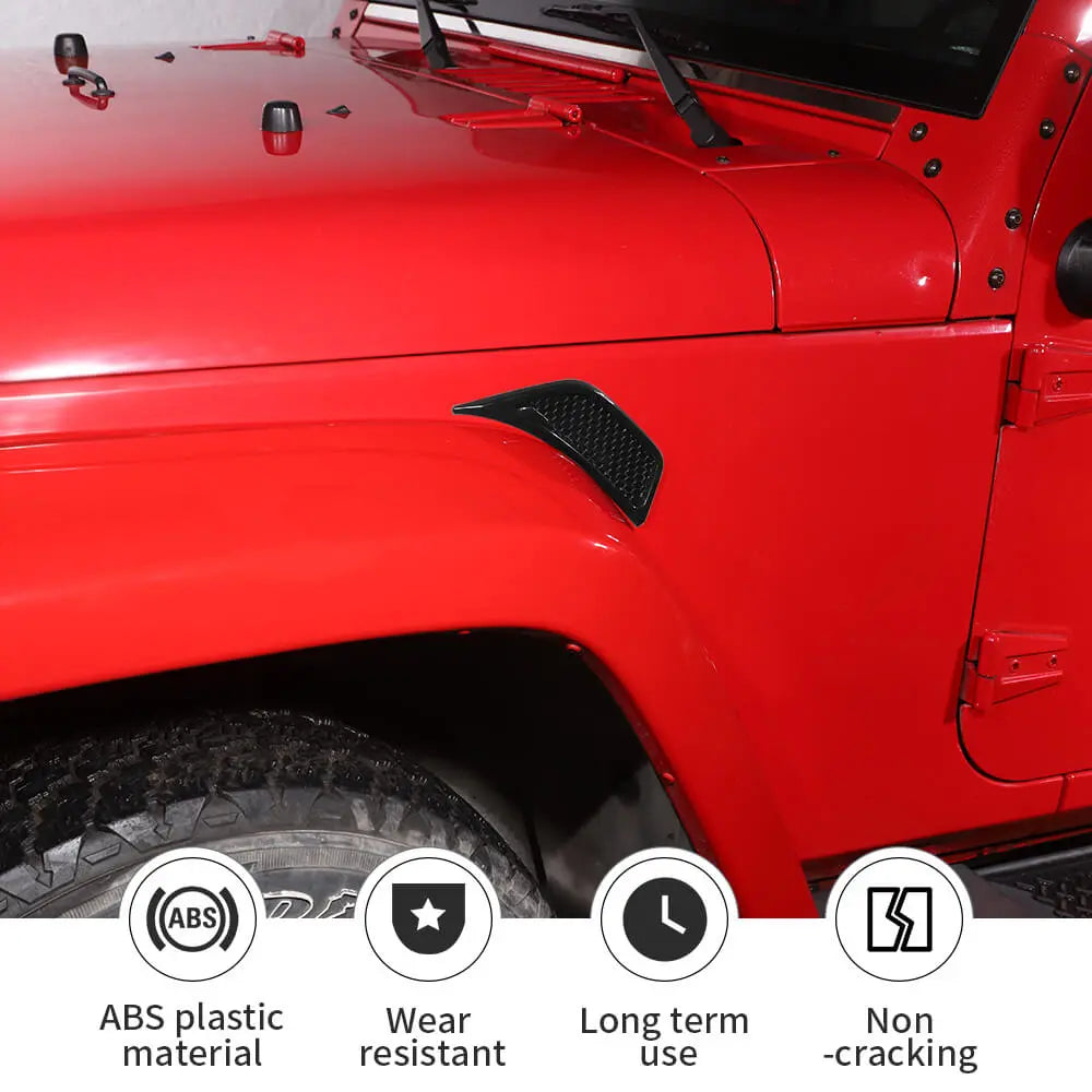 For 2007-2018 Jeep Wrangler JK Front Fender Leaf Plate Air Vent Cover Trim