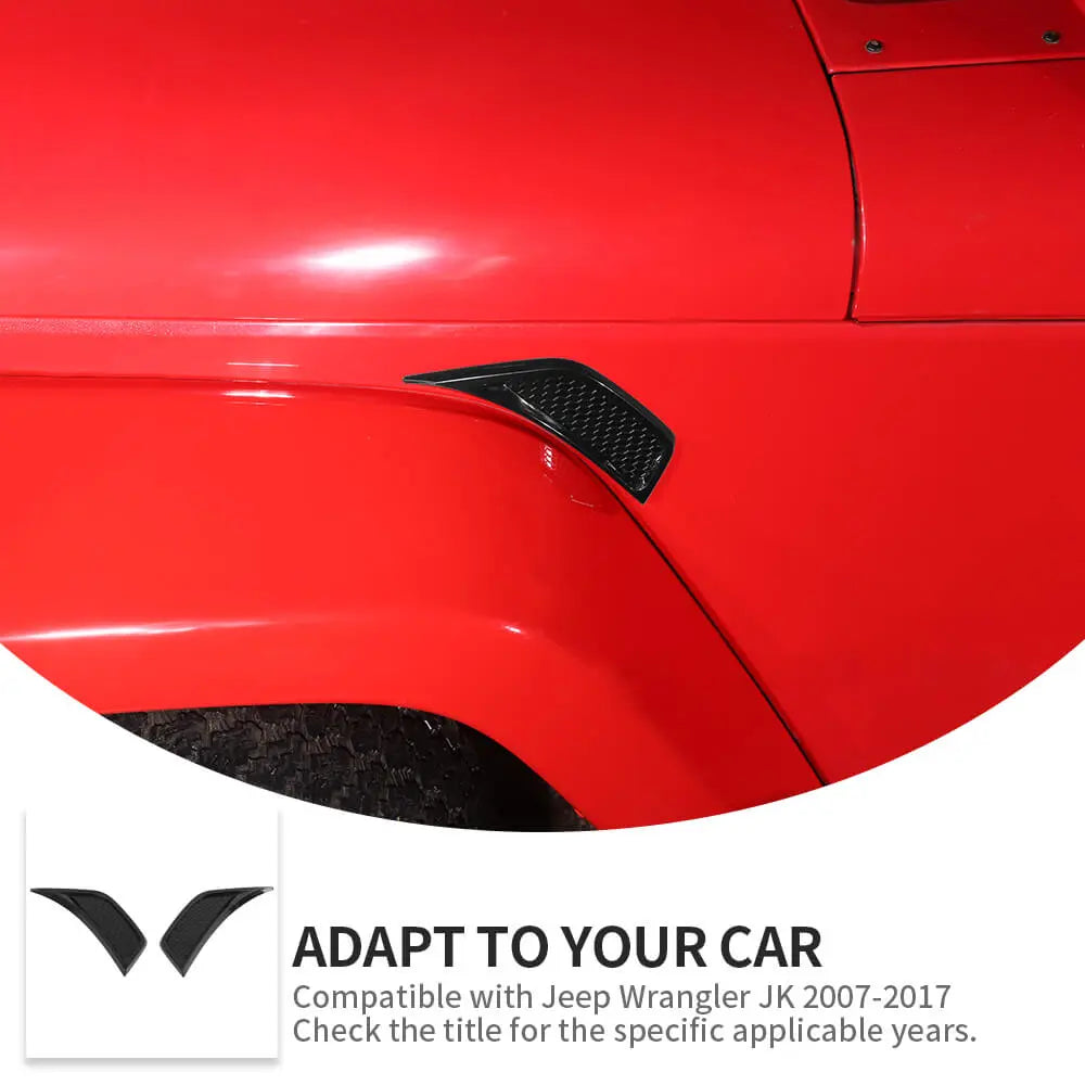 For 2007-2018 Jeep Wrangler JK Front Fender Leaf Plate Air Vent Cover Trim