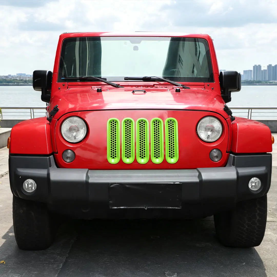 For 2007-2018 Jeep Wrangler JK Front Grille Mesh Insert Cover Trim Decor（7 pcs）