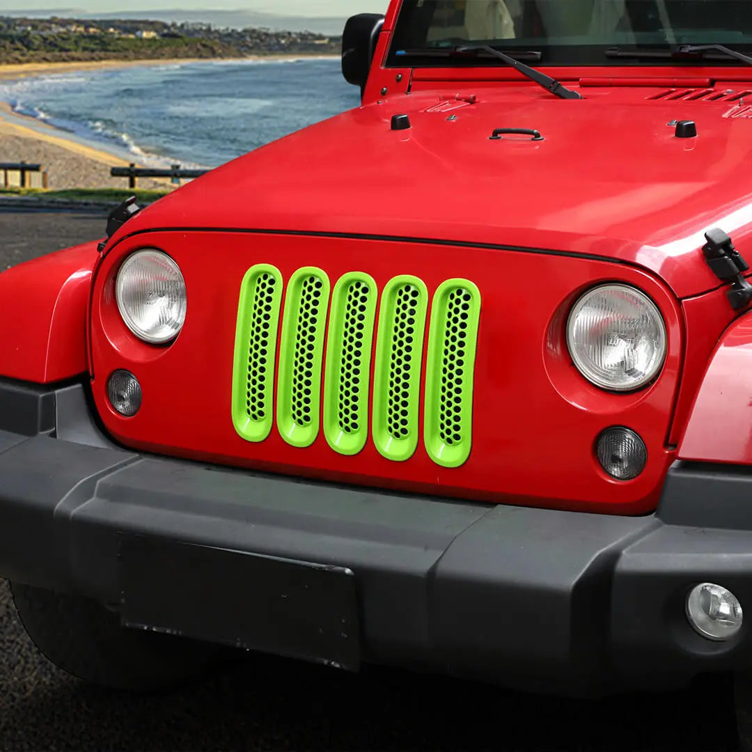 For 2007-2018 Jeep Wrangler JK Front Grille Mesh Insert Cover Trim Decor（7 pcs）
