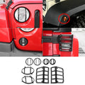 For 2007-2018 Jeep Wrangler JK Front Headlight & Eyebrow Turn Signal Rear Tail light Cover Guard Trim Kit (8 pcs)