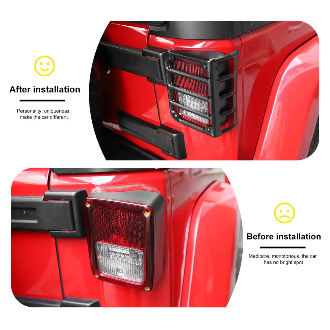 For 2007-2018 Jeep Wrangler JK Front Headlight & Eyebrow Turn Signal Rear Tail light Cover Guard Trim Kit (8 pcs)