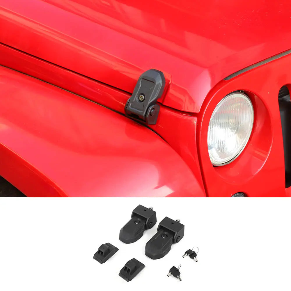 For 2007-2018 Jeep Wrangler JK Front Hood Locking Hood Latches Catch Buckle Black