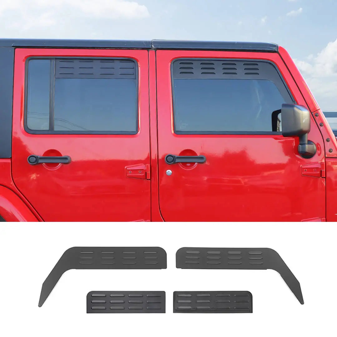 For 2007-2018 Jeep Wrangler JK Front Rear Door Window Louver Air Vent Panel Trim Kit