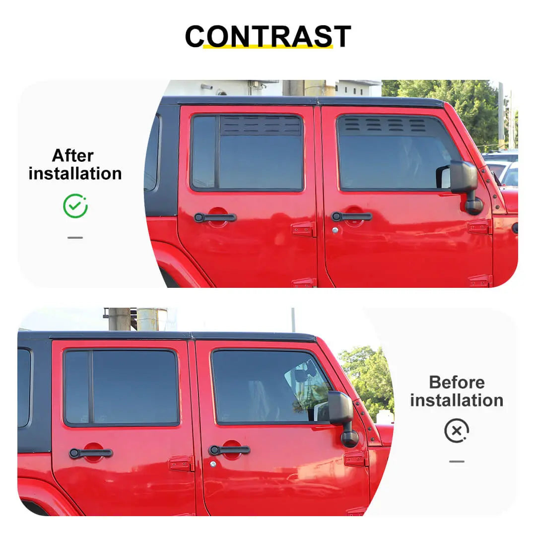 For 2007-2018 Jeep Wrangler JK Front Rear Door Window Louver Air Vent Panel Trim Kit