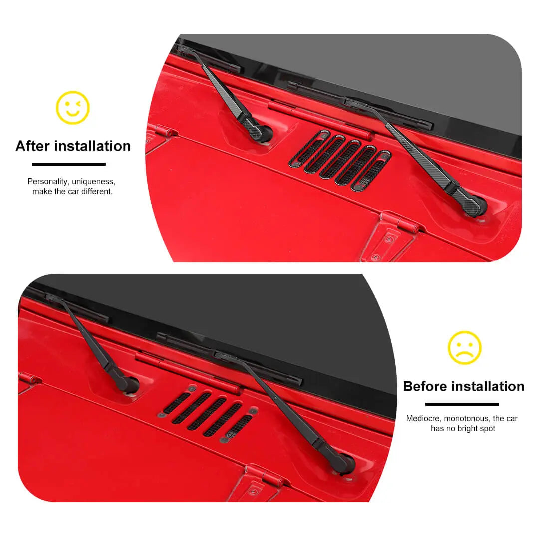 For 2007-2018 Jeep Wrangler JK 10 x Front Rear Windshield Wiper Hood Air Intake Cover Trim Decor Kit