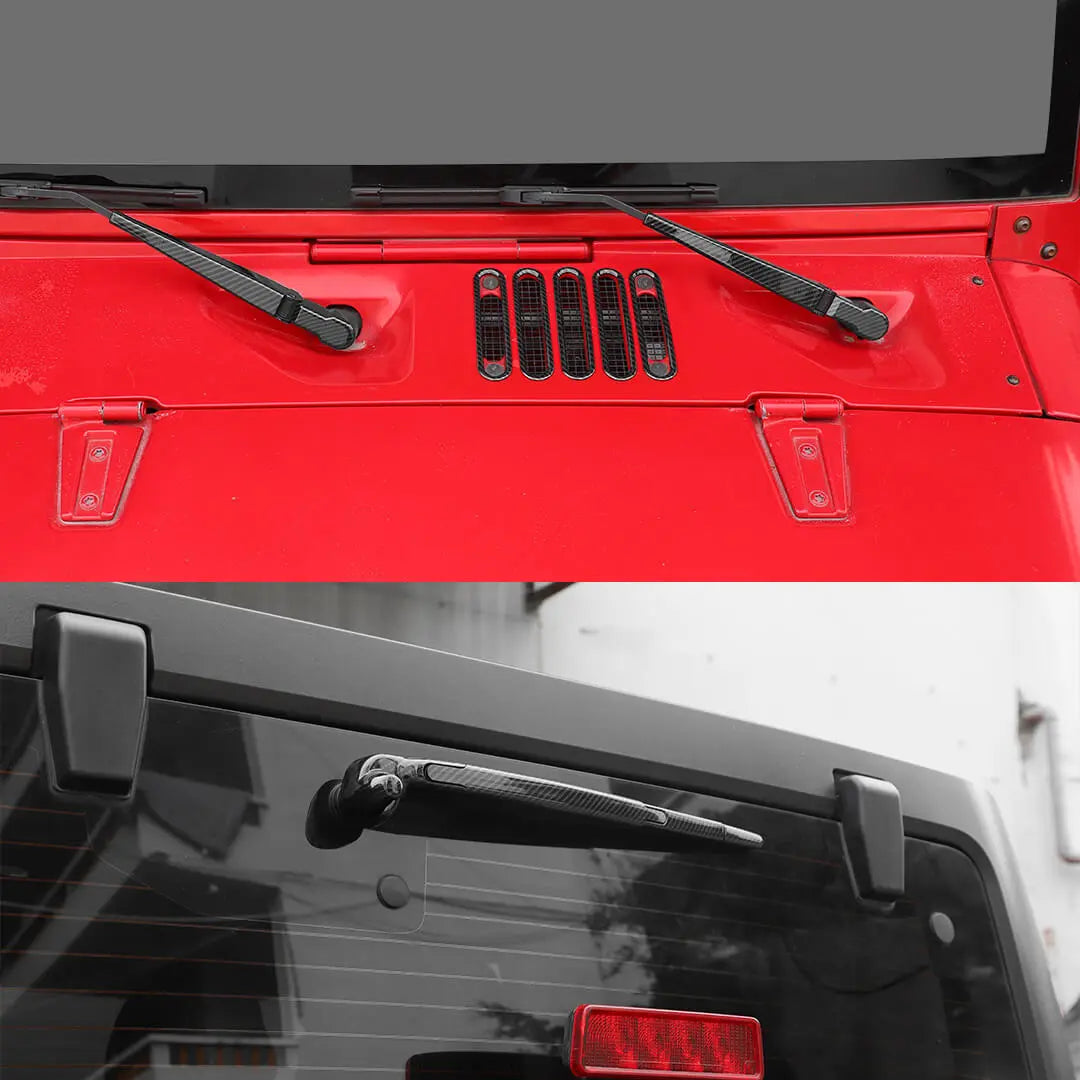 For 2007-2018 Jeep Wrangler JK 10 x Front Rear Windshield Wiper Hood Air Intake Cover Trim Decor Kit