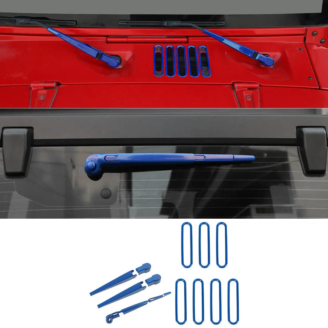 For 2007-2018 Jeep Wrangler JK 10 x Front Rear Windshield Wiper Hood Air Intake Cover Trim Decor Kit