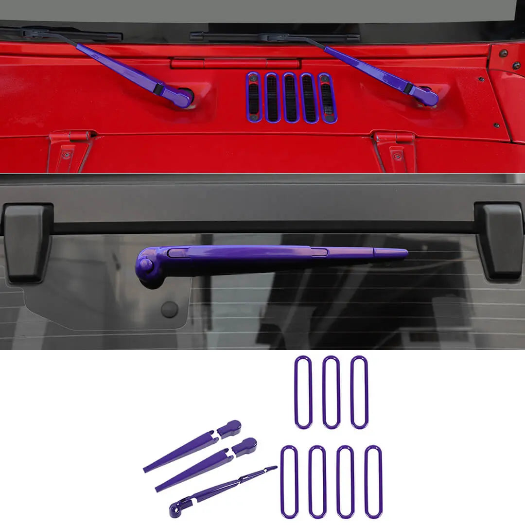 For 2007-2018 Jeep Wrangler JK 10 x Front Rear Windshield Wiper Hood Air Intake Cover Trim Decor Kit