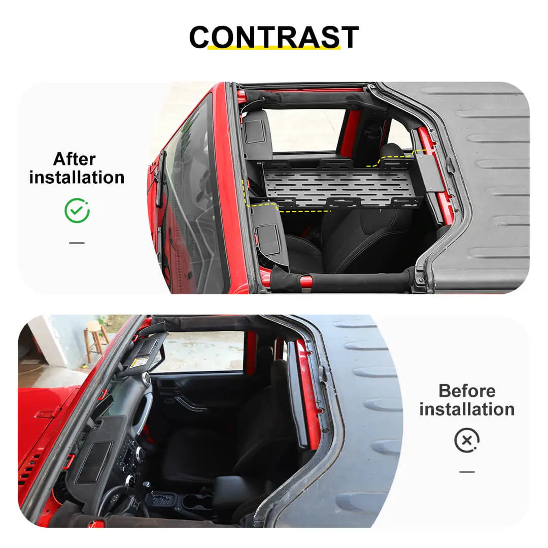 For 2007-2018 Jeep Wrangler JK Front Roof Overhead Storage Rack Organizer