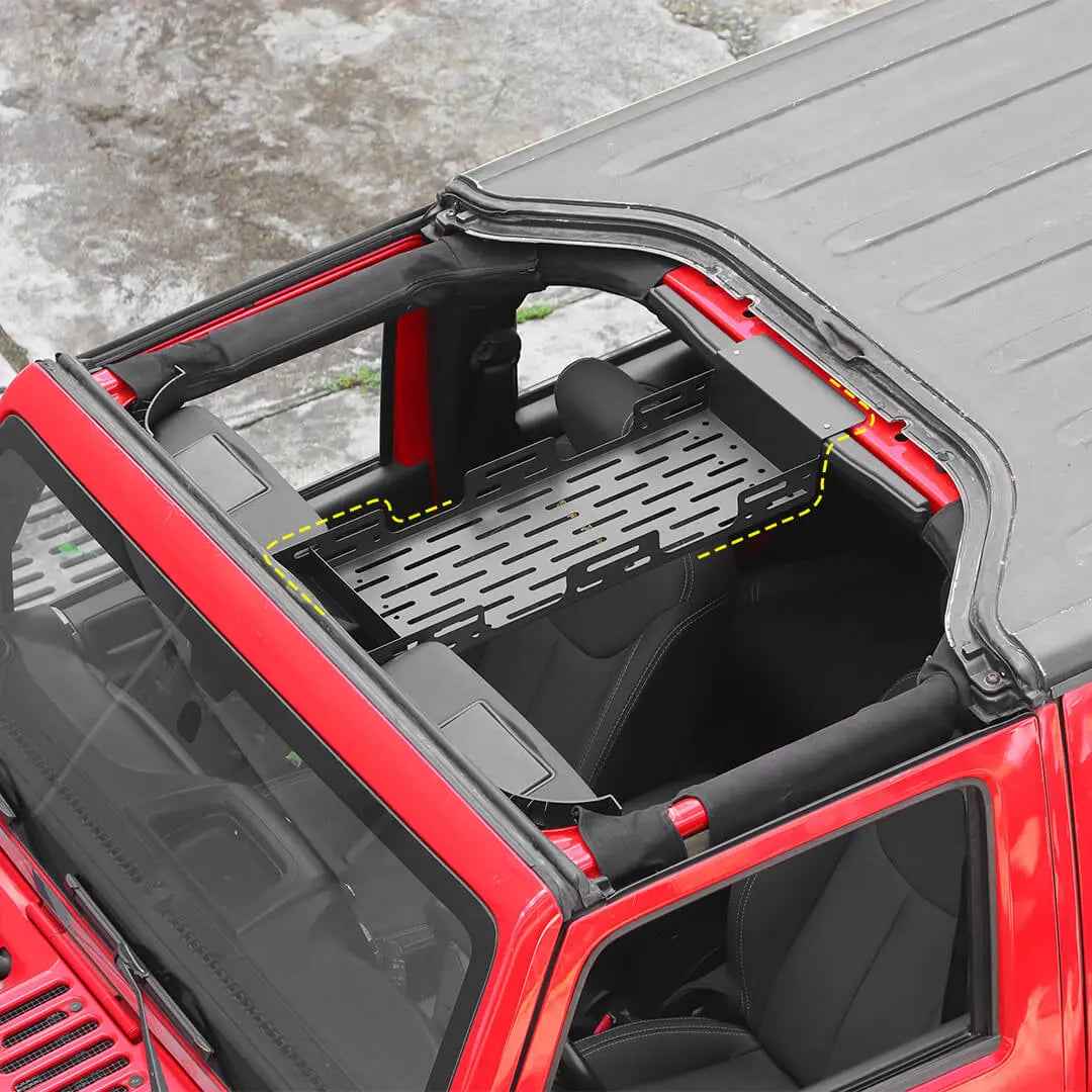 For 2007-2018 Jeep Wrangler JK Front Roof Overhead Storage Rack Organizer