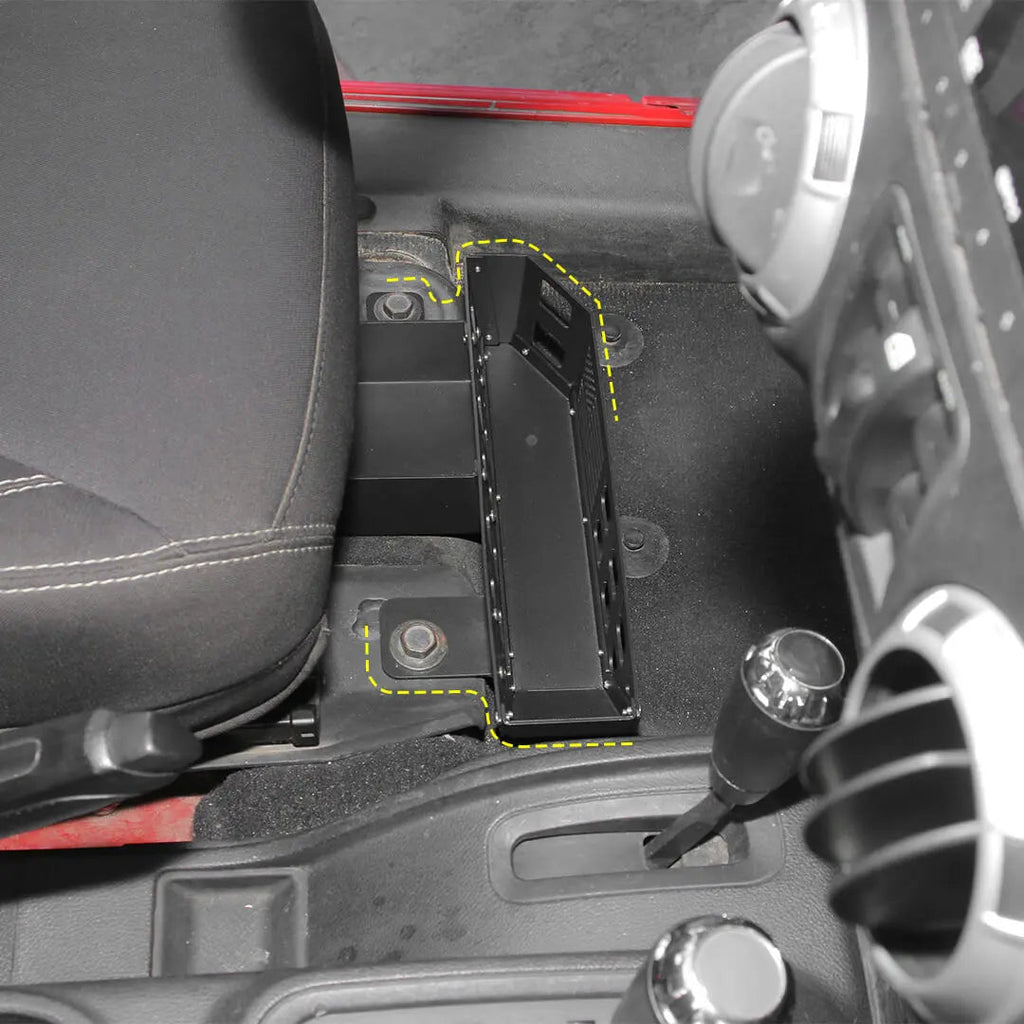 For 2007-2018 Jeep Wrangler JK Front Seat Under Storage Box Organizer – Aluminum Alloy & Iron