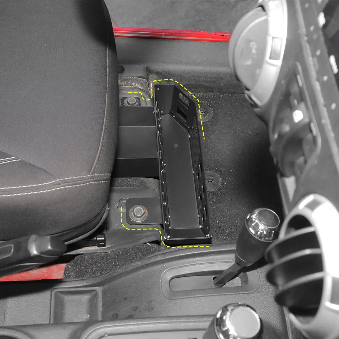 For 2007-2018 Jeep Wrangler JK Front Seat Under Storage Box Organizer – Aluminum Alloy & Iron