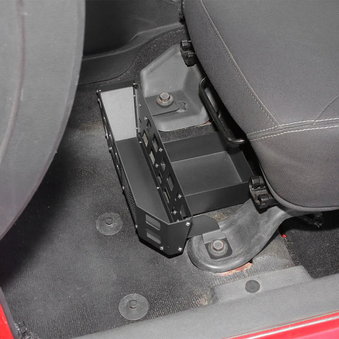 For 2007-2018 Jeep Wrangler JK Front Seat Under Storage Box Organizer – Aluminum Alloy & Iron