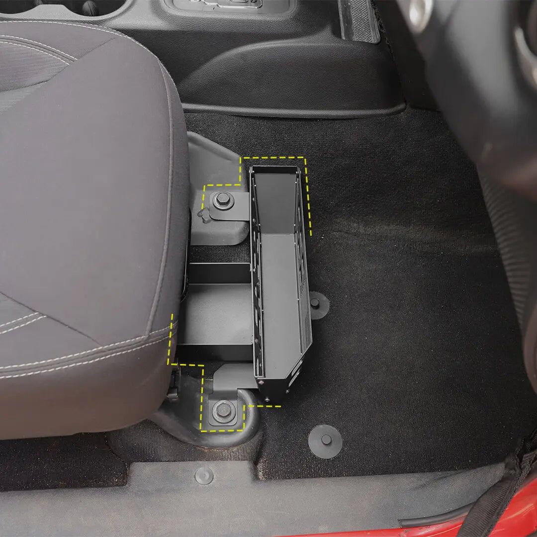 For 2007-2018 Jeep Wrangler JK Front Seat Under Storage Box Organizer – Aluminum Alloy & Iron