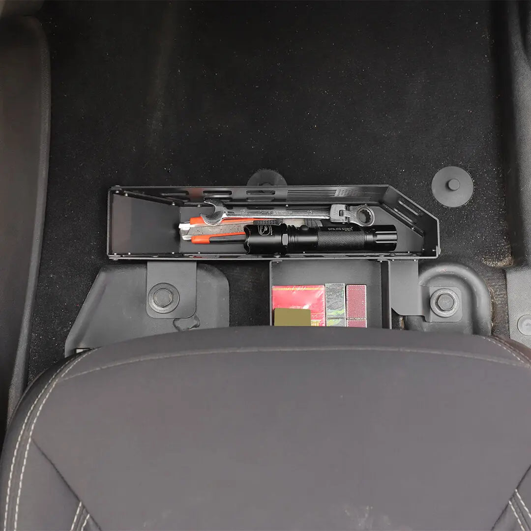 For 2007-2018 Jeep Wrangler JK Front Seat Under Storage Box Organizer – Aluminum Alloy & Iron