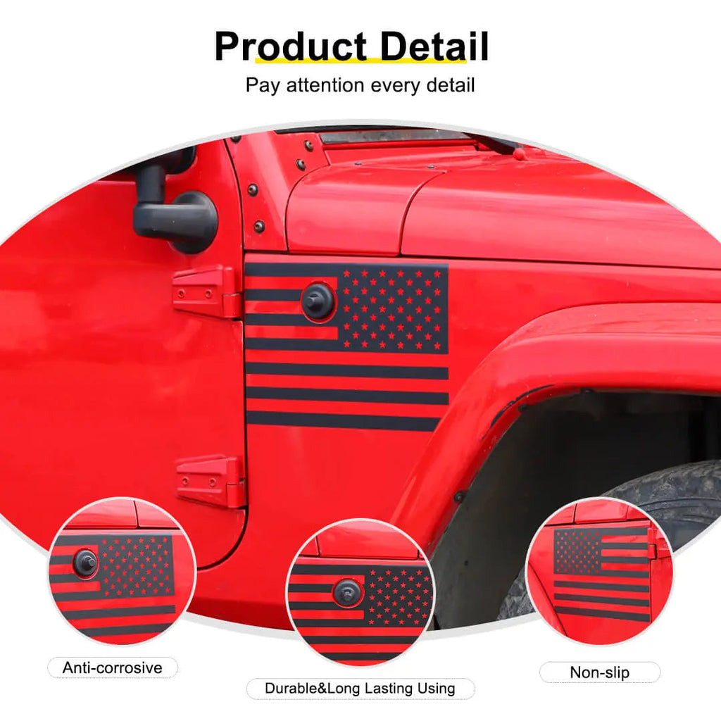 For 2007-2018 Jeep Wrangler JK Front Side Leaf Board Stickers Trim Cover (2 pcs)