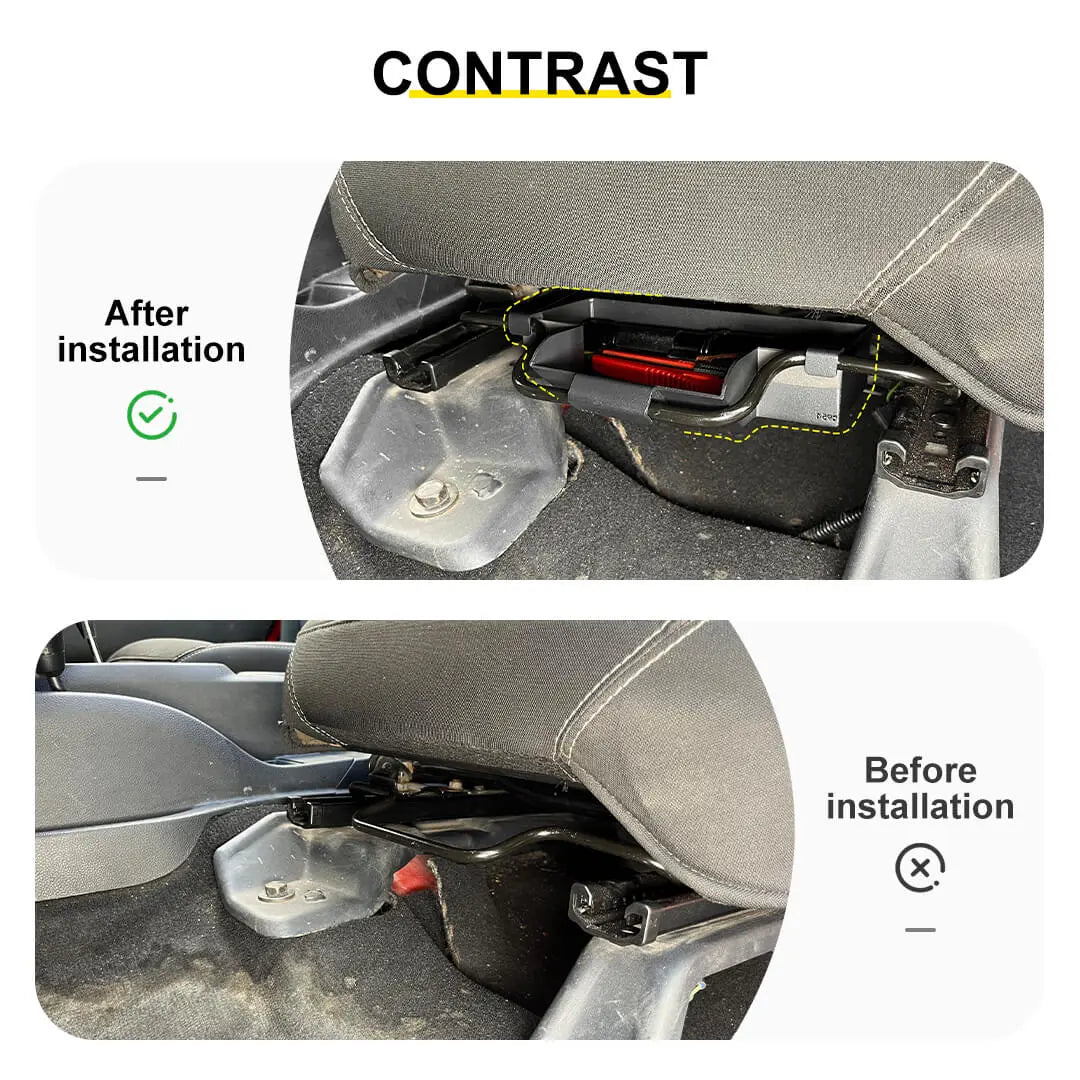For 2007-2018 Jeep Wrangler JK Front Under Seat Expanded Storage Box Tray Organizer（2 pcs）
