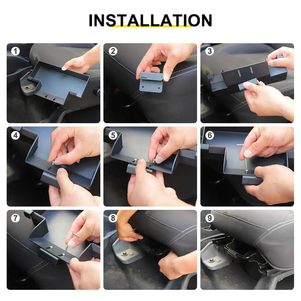For 2007-2018 Jeep Wrangler JK Front Under Seat Expanded Storage Box Tray Organizer（2 pcs）