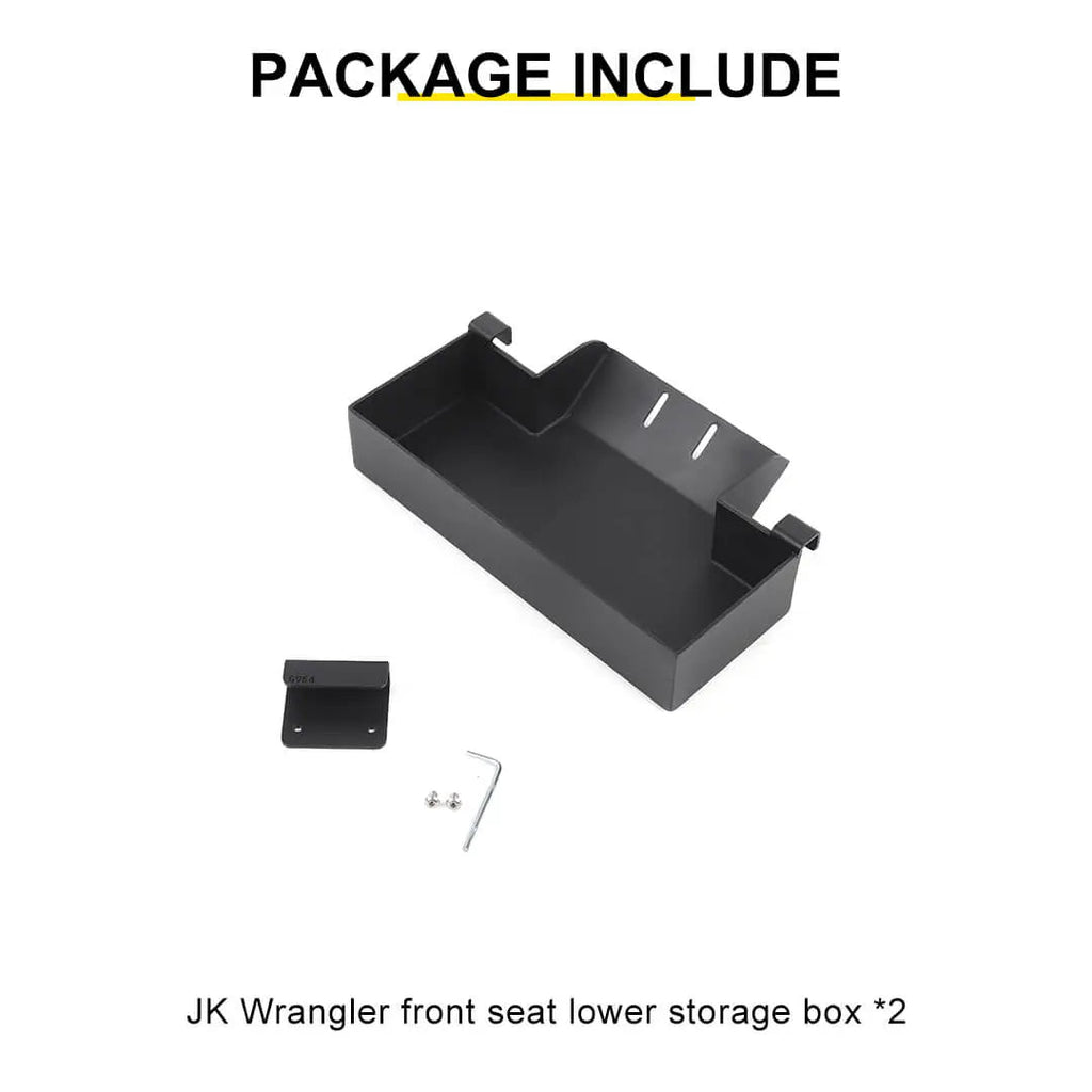 For 2007-2018 Jeep Wrangler JK Front Under Seat Expanded Storage Box Tray Organizer（2 pcs）