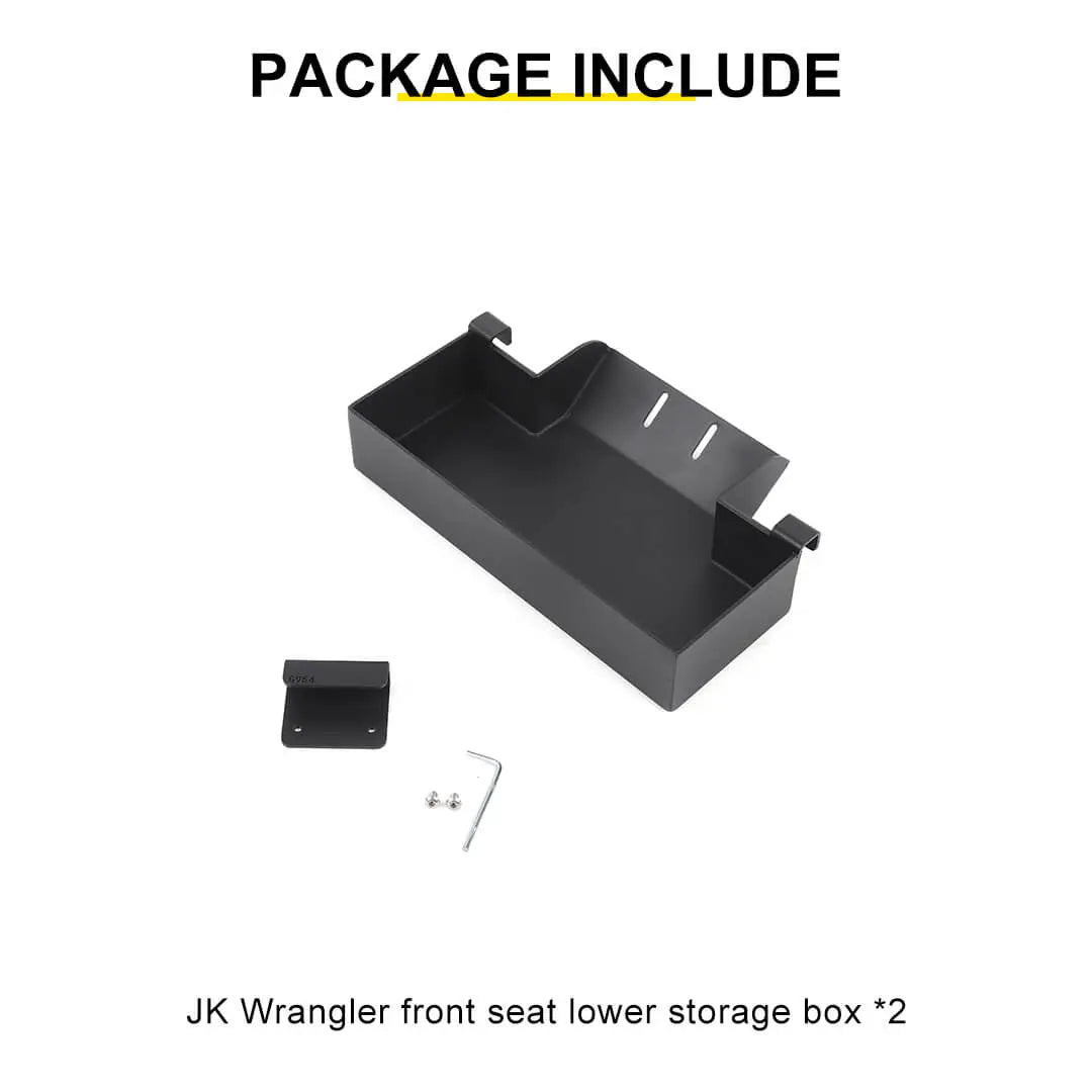 For 2007-2018 Jeep Wrangler JK Front Under Seat Expanded Storage Box Tray Organizer（2 pcs）