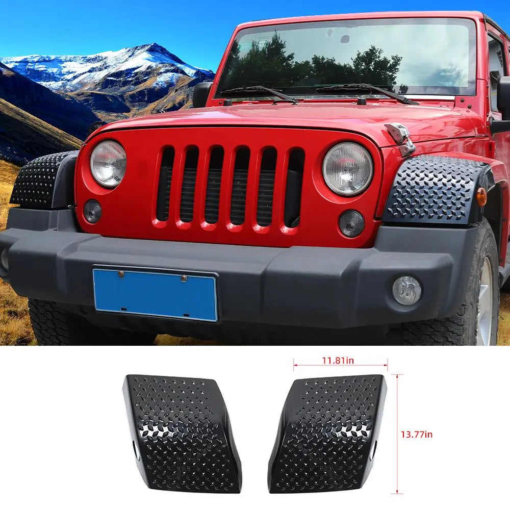 For 2007-2018 Jeep Wrangler JK Front Wheel Eyebrow Lamp Cover Trim Armor Black