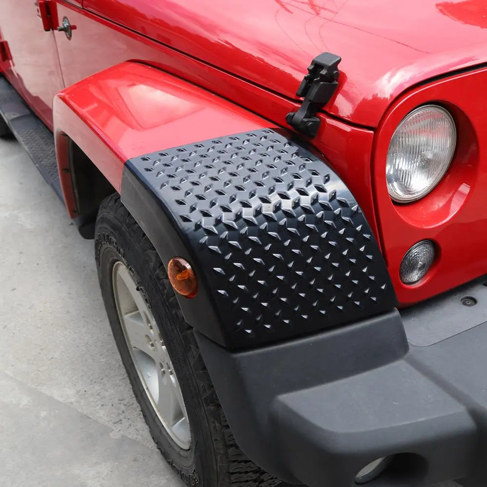 For 2007-2018 Jeep Wrangler JK Front Wheel Eyebrow Lamp Cover Trim Armor Black