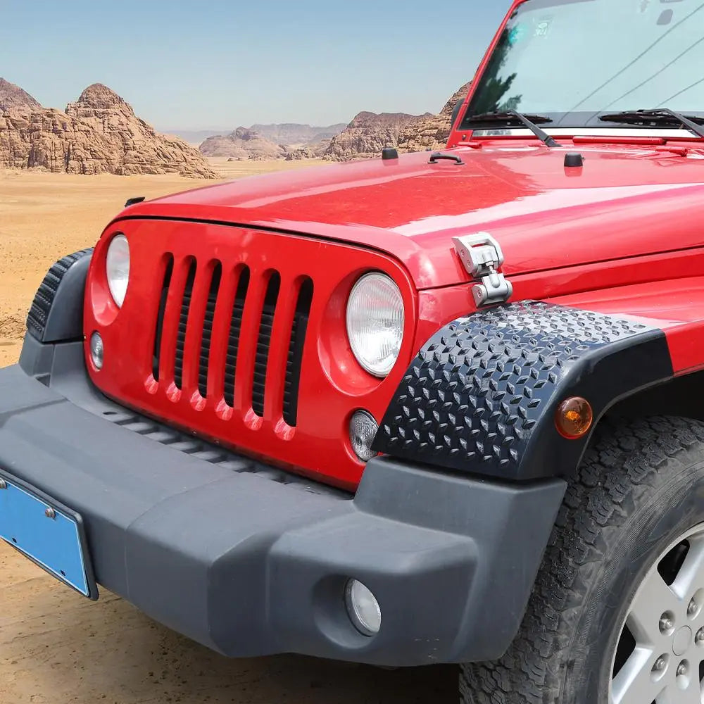 For 2007-2018 Jeep Wrangler JK Front Wheel Eyebrow Lamp Cover Trim Armor Black