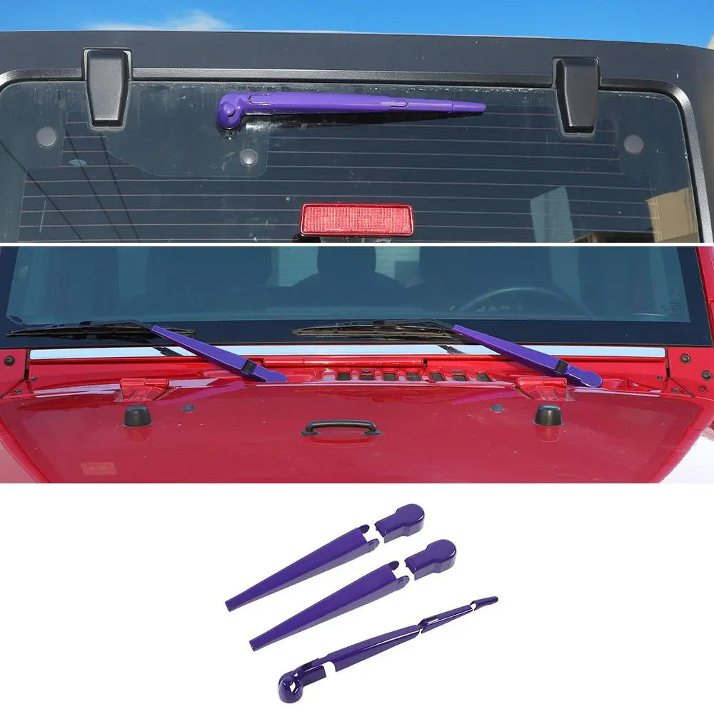 For 2007-2018 Jeep Wrangler JK Front & Rear Window Windshield Wiper Decor Cover Trim