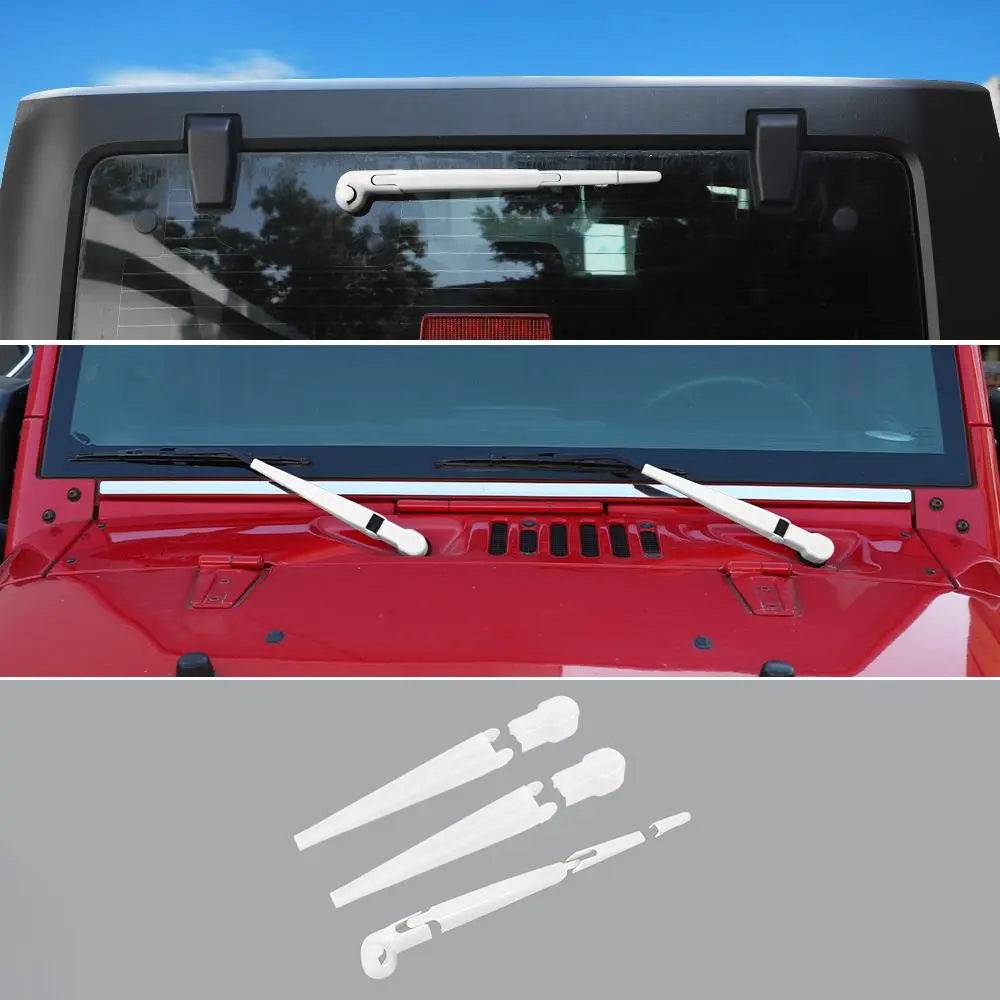 For 2007-2018 Jeep Wrangler JK Front & Rear Window Windshield Wiper Decor Cover Trim