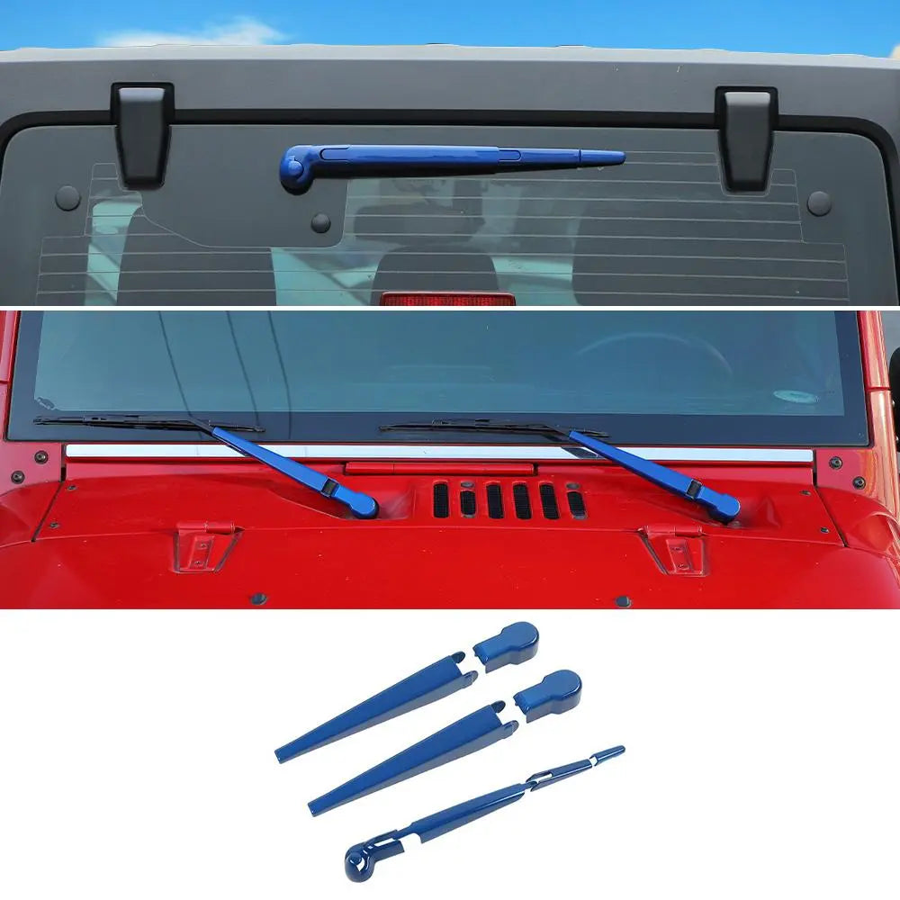 For 2007-2018 Jeep Wrangler JK Front & Rear Window Windshield Wiper Decor Cover Trim