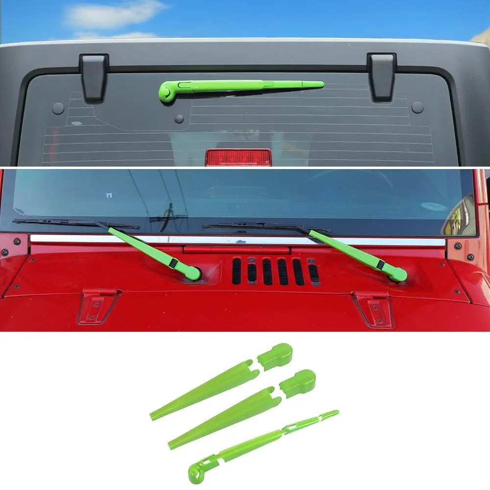 For 2007-2018 Jeep Wrangler JK Front & Rear Window Windshield Wiper Decor Cover Trim