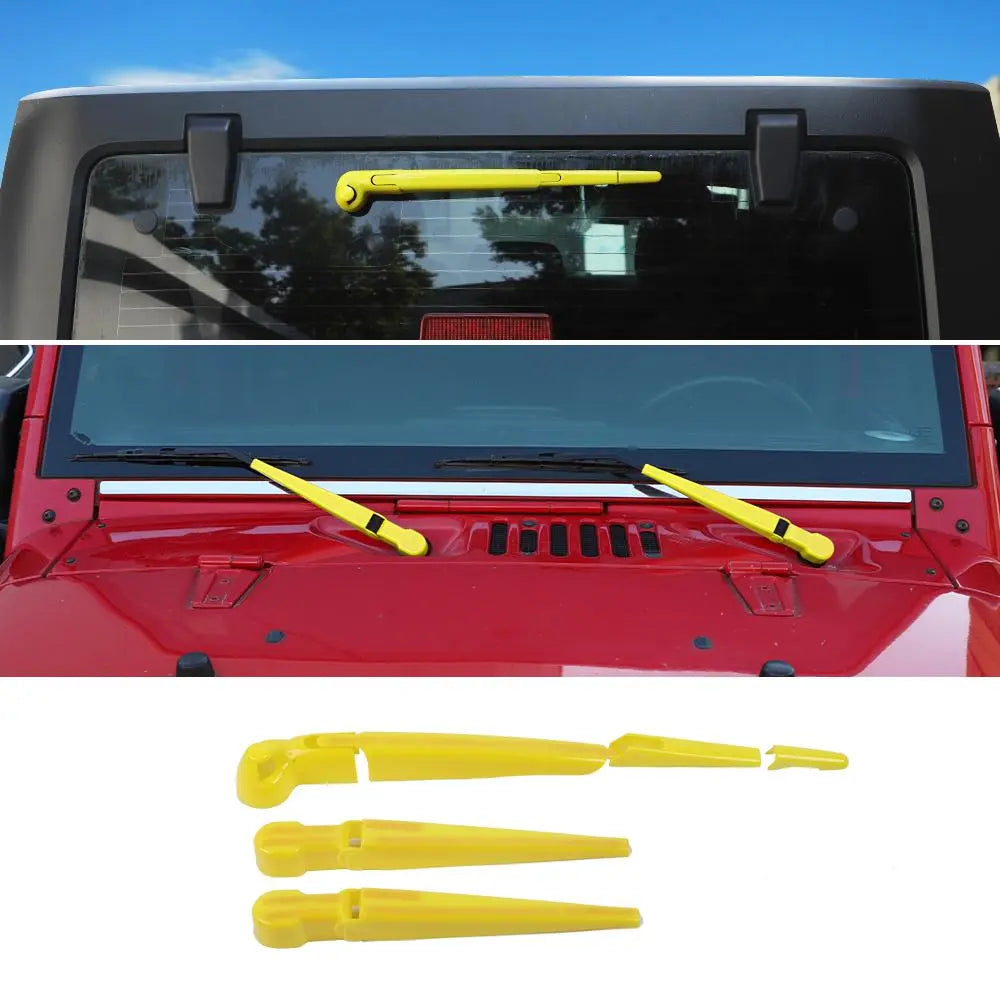 For 2007-2018 Jeep Wrangler JK Front & Rear Window Windshield Wiper Decor Cover Trim