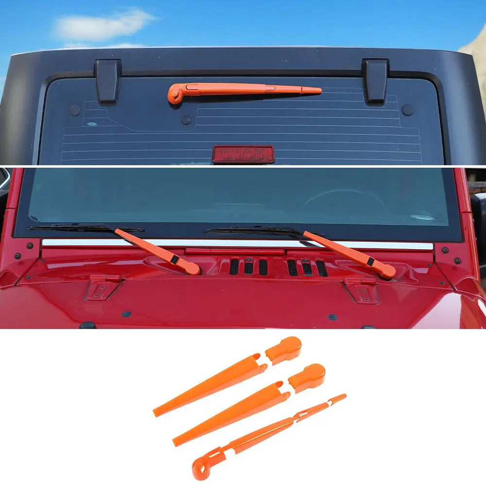 For 2007-2018 Jeep Wrangler JK Front & Rear Window Windshield Wiper Decor Cover Trim
