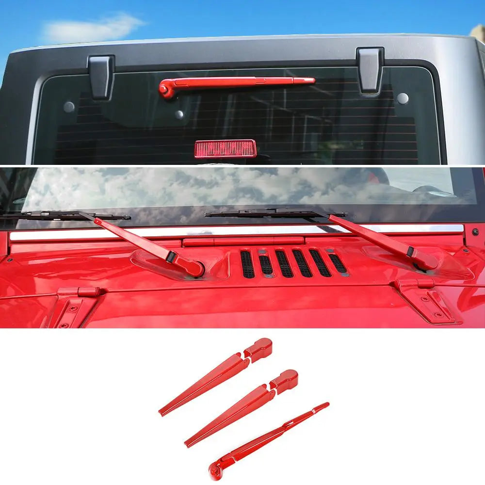 For 2007-2018 Jeep Wrangler JK Front & Rear Window Windshield Wiper Decor Cover Trim