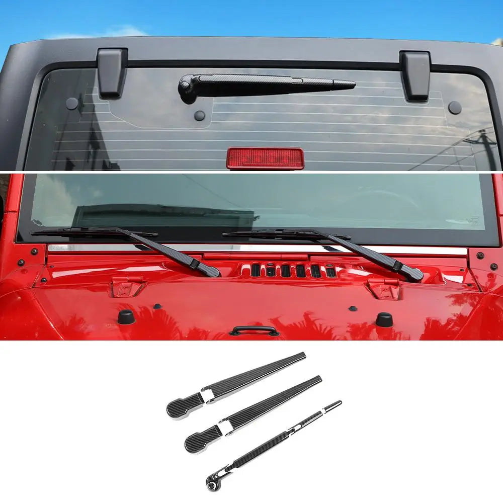 For 2007-2018 Jeep Wrangler JK Front & Rear Window Windshield Wiper Decor Cover Trim
