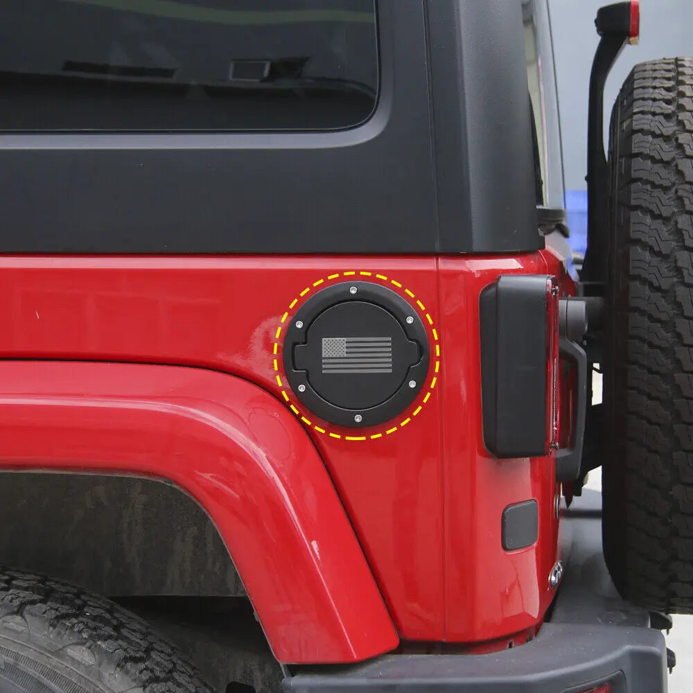 For 2007-2018 Jeep Wrangler JK Gas Tank Cap Fuel Door Cover Trim