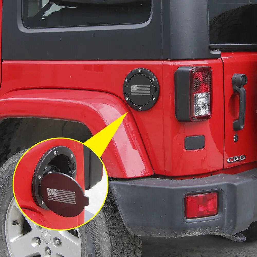For 2007-2018 Jeep Wrangler JK Gas Tank Cap Fuel Door Cover Trim